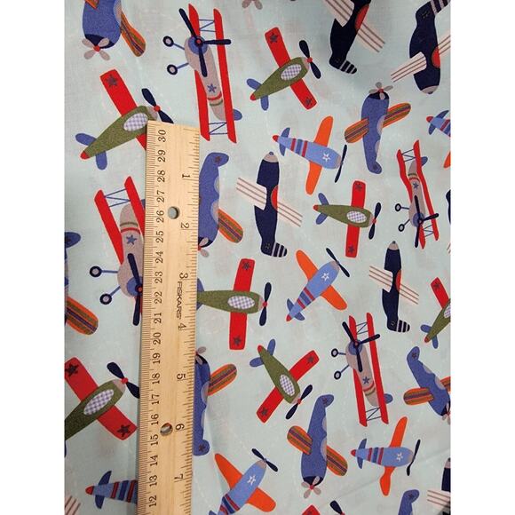 Airplane Cotton Fabric Biplane nursery Decor Fabric 30 Inches New - Picture 2 of 3